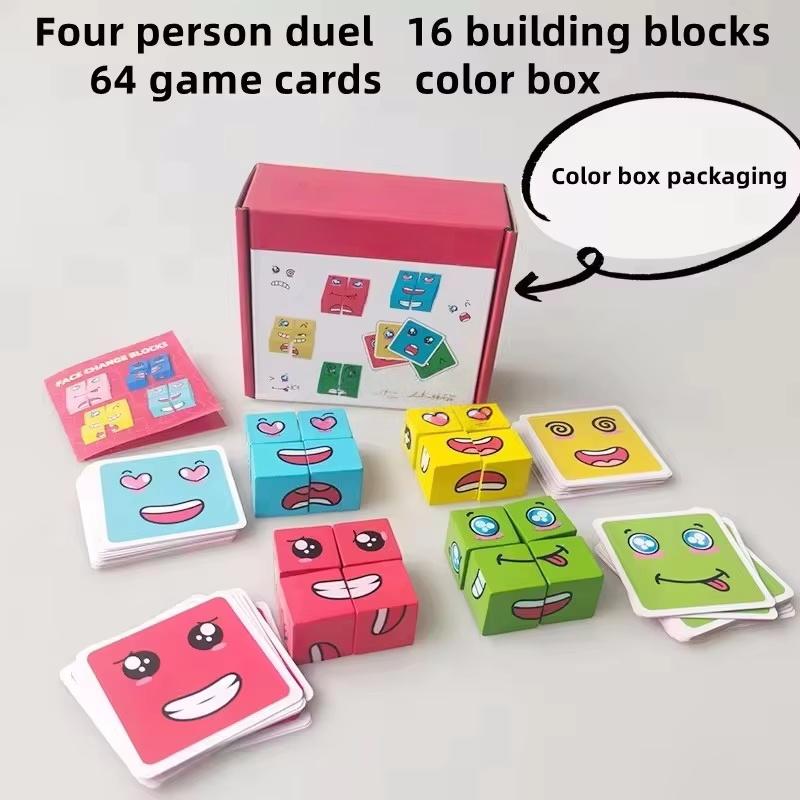 Деревянные Пазлы-Блоки для Сопоставления Выражений, Игры, Развивающие Игрушки Монтессори для Путешествий, Детские Настольные Игры-Пазлы для Детей