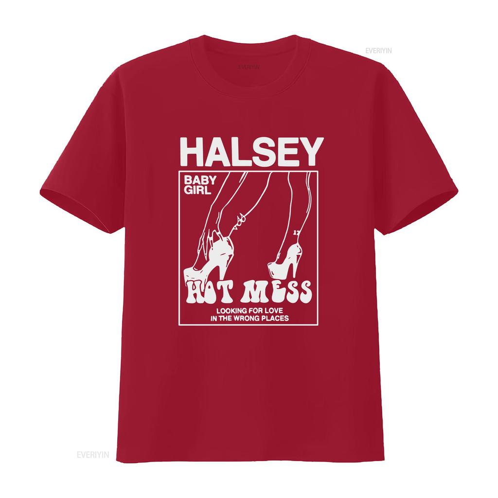 Halsey Hot Mess T Shirt Sizes met 183 vintage Washed homme Soft Comfortable Top For Everyday Wear graphic fashion streetwear