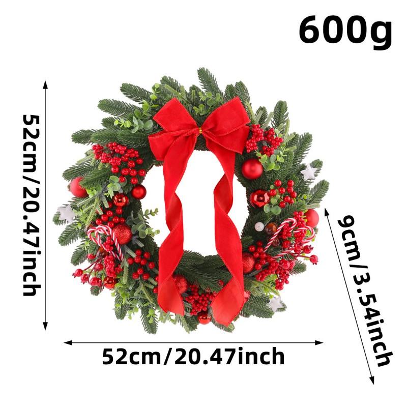 Red Bow Christmas Wreath Decorative Holiday Door Hanging Ornament Home Store Window Display