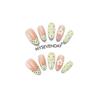 Wearable Manicure With Embossed White Flowers, Small Black Polka Dots, Creamy Yellow French Edge Manicure, Fresh And Age-reducing Fake Nails