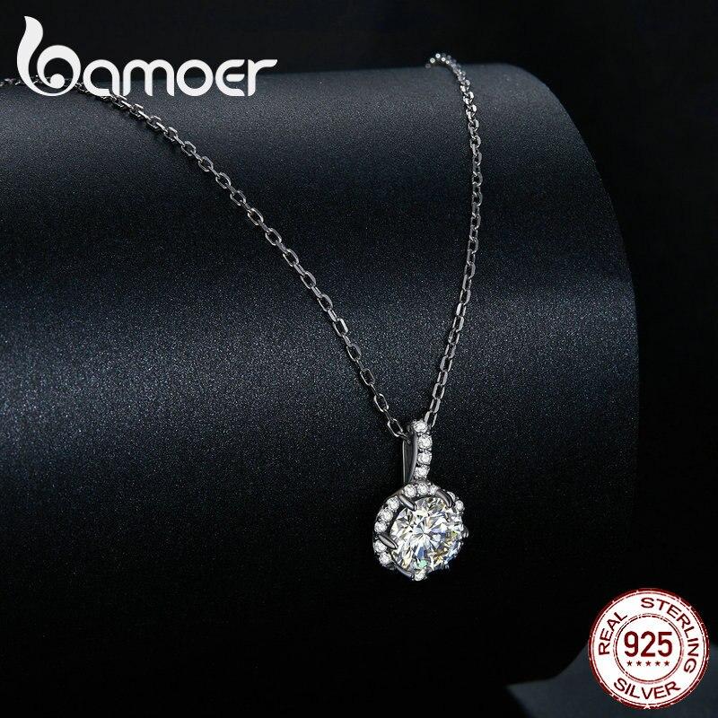 BAMOER D Color VVS1 EX 1CT кулон с муассанитом для женщин, стерлинговое серебро 925 пробы, свадебные ювелирные изделия для помолвки MSN007