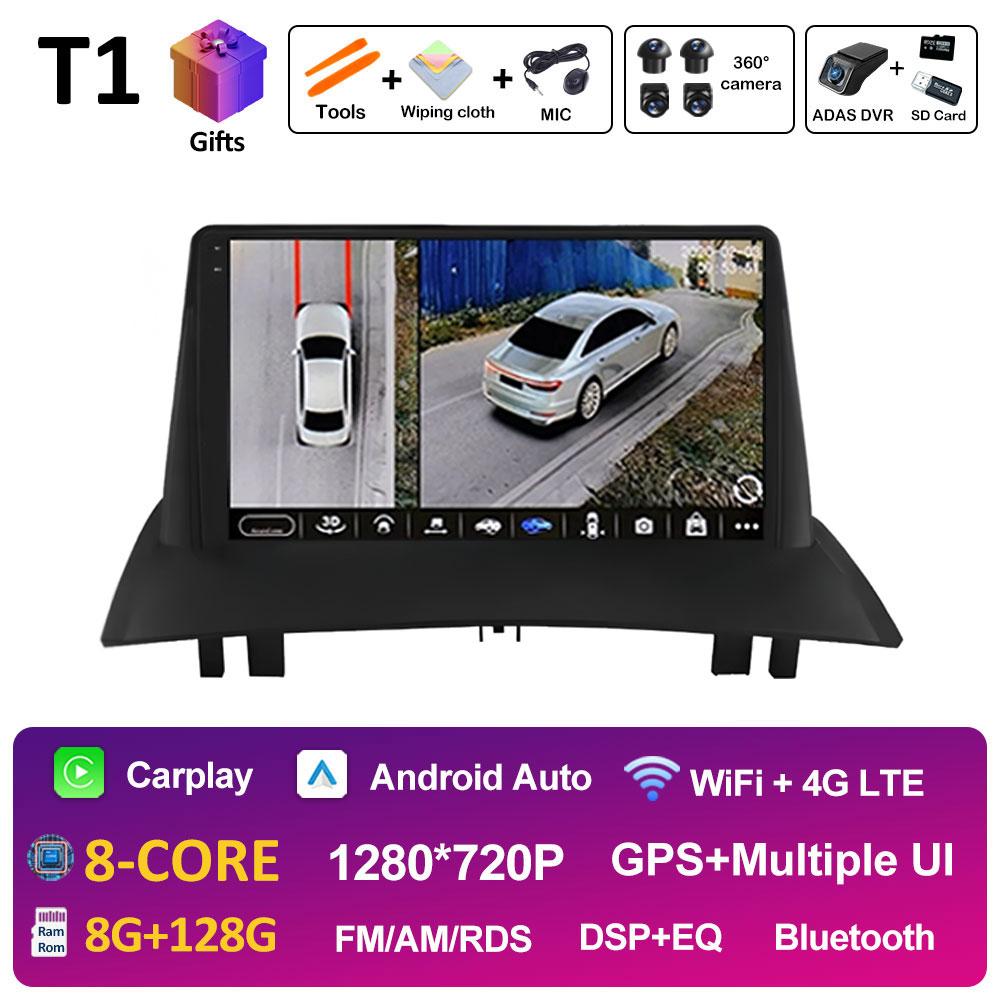 Для Renault Megane 2 2002 2003 2004 2005 - 2009 Беспроводная навигация Carplay GPS Android 14 DSP Стерео Авторадио Сенсорный экран 4G