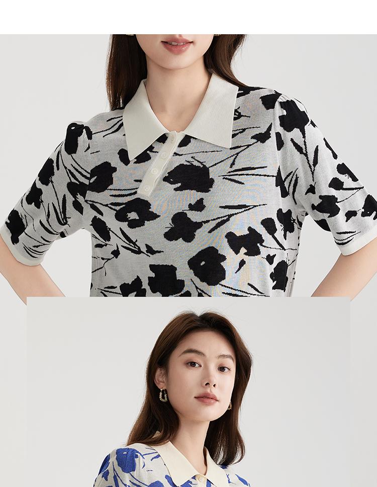 New Chinese Style Short-Sleeved Knitted Sweater for Women