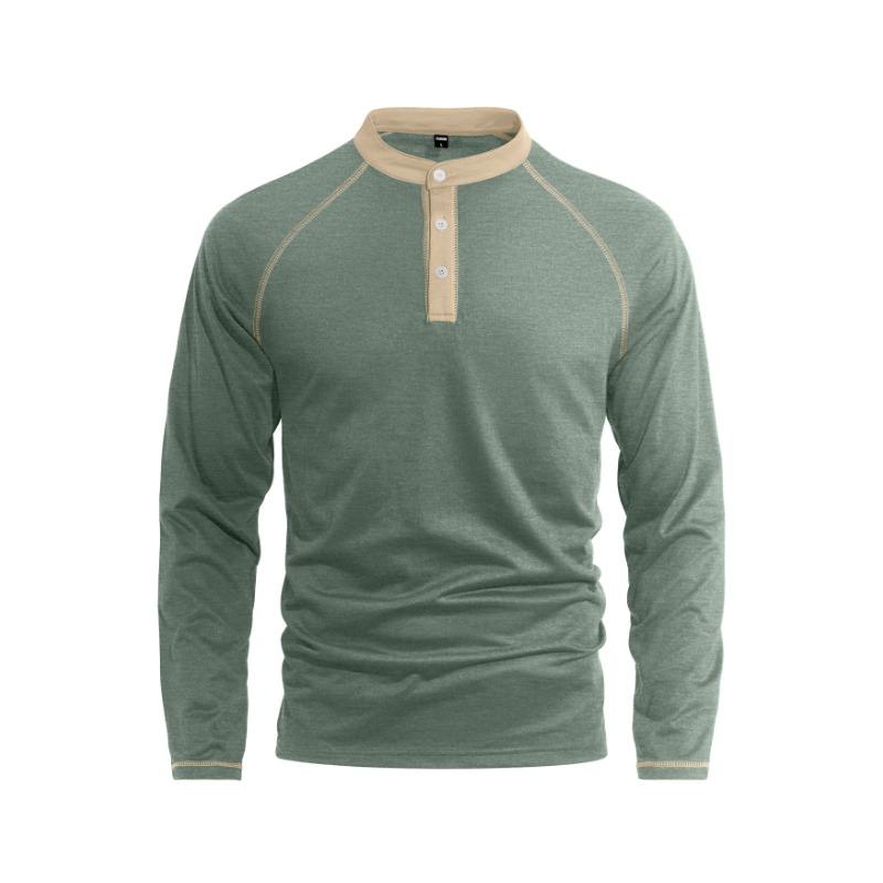 Men S Plus Size Color Block Long Sleeve Polo Shirt