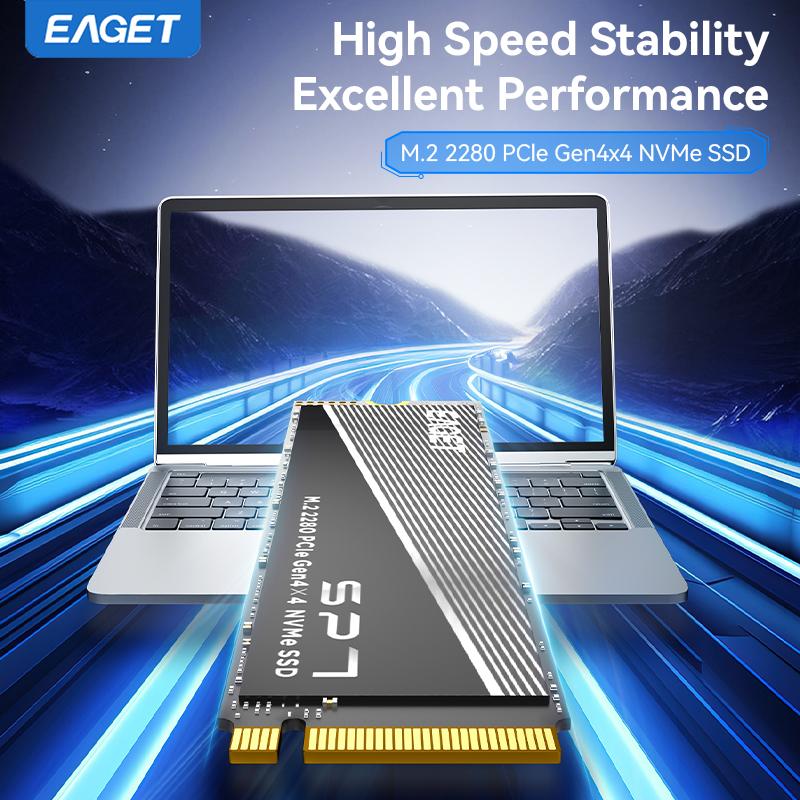 EAGET PCle Gen4x4 NVMe M.2280 SSD До 7400 МБ/с Высокоскоростной внутренний твердотельный накопитель для ПК, ноутбука и игр, сверхбыстрая передача данных