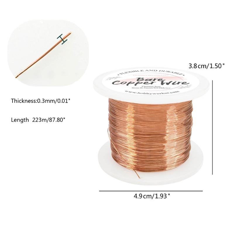 0.3mm Copper Wire Roll Colorfast Beading Wire Jewelry Cord for Crafts and Artist