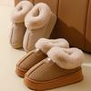 Женские зимние тапочки из хлопка с каблуком-мешком, высокие зимние сапоги из плюша с интегрированным мехом и теплая домашняя хлопковая обувь