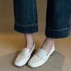 Fashion Women All-match Square Head Thick Heel Shallow Mouth Flat British Small Leather Shoes Ladies Rivet Soft Leather Non-slip Loafers