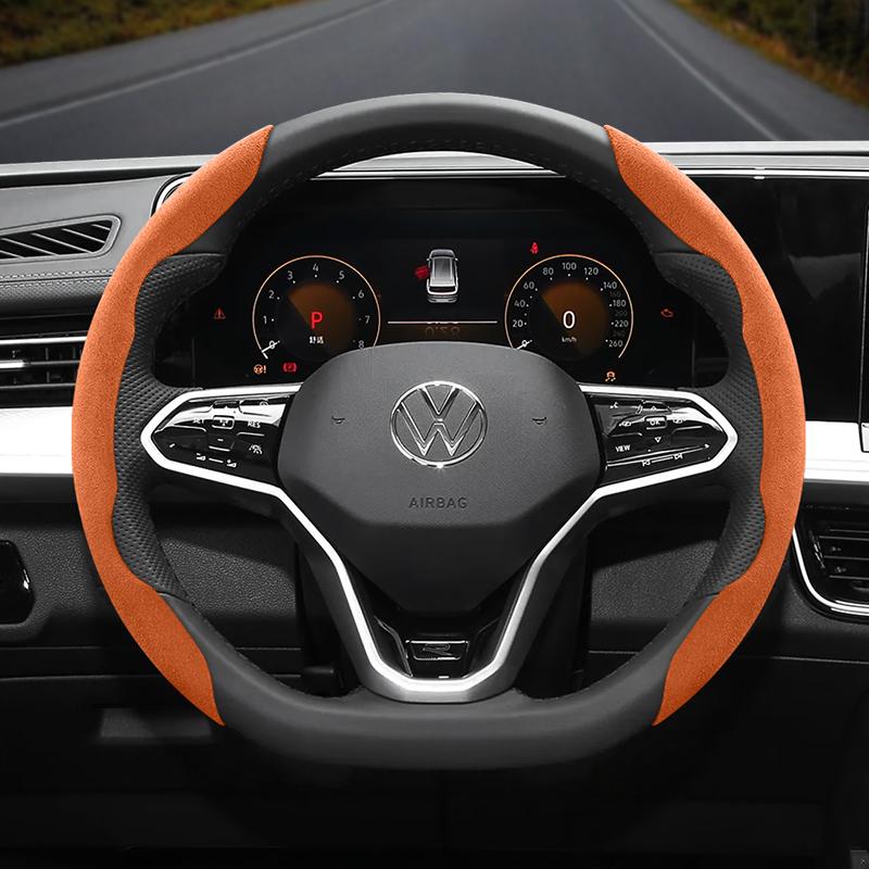 Подходит для Volkswagen Нескользящая Пряжка Сегментированная Замшевая Накладка на Руль Подходит для Polo Golf 5 6 7 Gol Cc Passat B6 B8 Jetta Scirocco T4