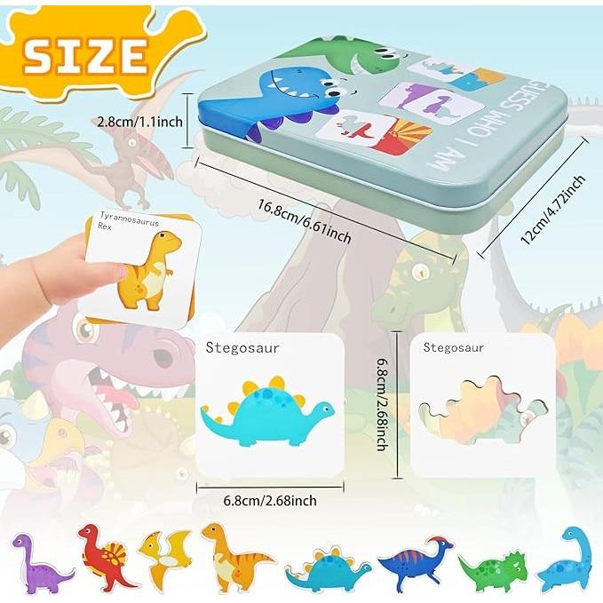 SHEFEITE Wooden Dinosaur Puzzle Montessori Educational Toy for Kids 1-6 Years Multicolor