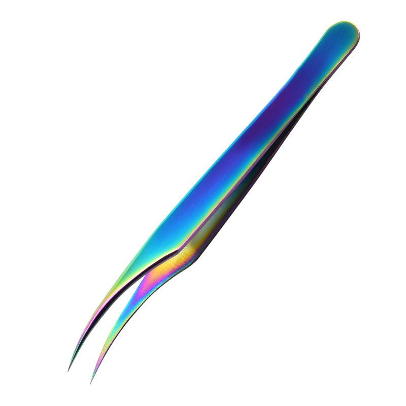 Colored Stainless Steel Volume Eyelash Tweezers Eyelash Extension Supplier Private Logo Lash Tools