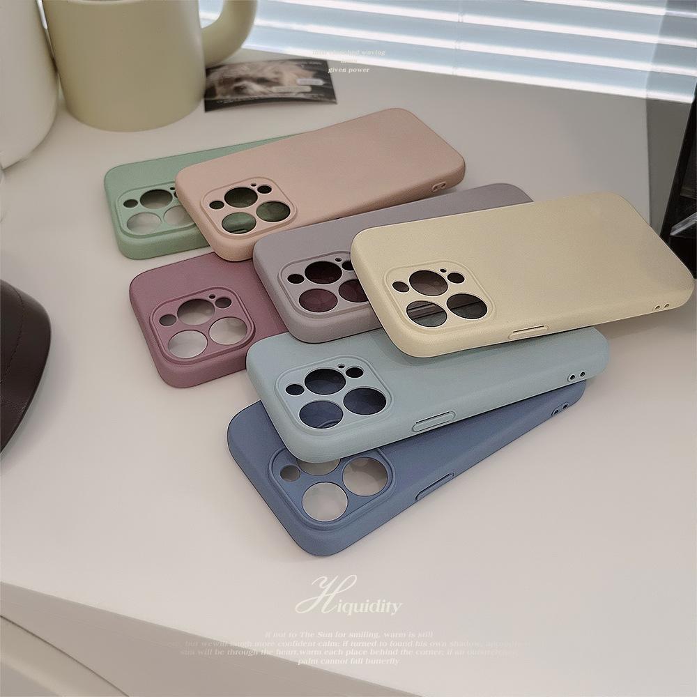 Ins Liquid Gray iPhone 15 Apple Phone Case 13 Подходит для 11 Силиконовый 14 Pro Solid Color X/12 Мягкий 7p