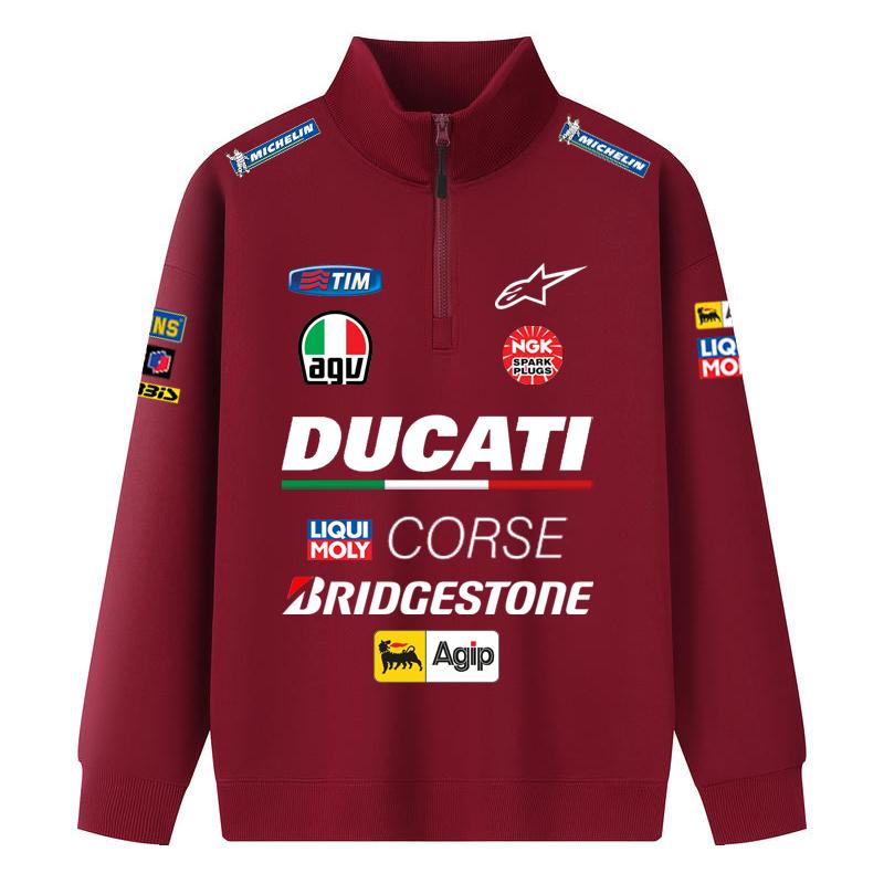 Ducati Свитшот Corse MotoGP Racing с молнией на половину, унисекс, черный, оверсайз, уличный стиль, пуловер с полным принтом спонсоров