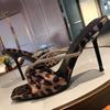 Fashion Women's Shoes 2025 Elegant Leopard Print High-Heel Slippers with Shiny Detailing Perfect for Fashion-Forward Plus Size Sandals