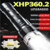 6000M XHP360 Super High Power LED Flashlights Rechargeable Tactical Torch Zoom 7 Modes Waterproof Fishing26650 Flashlight