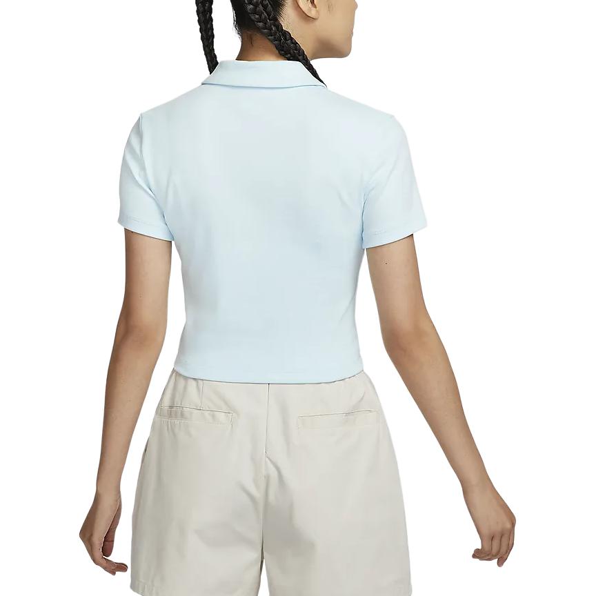 Nike Sportswear Essentials Series Fashionable Short Sleeve Polo Shirt Women Tops Glacier-Blue Sail DV7885474