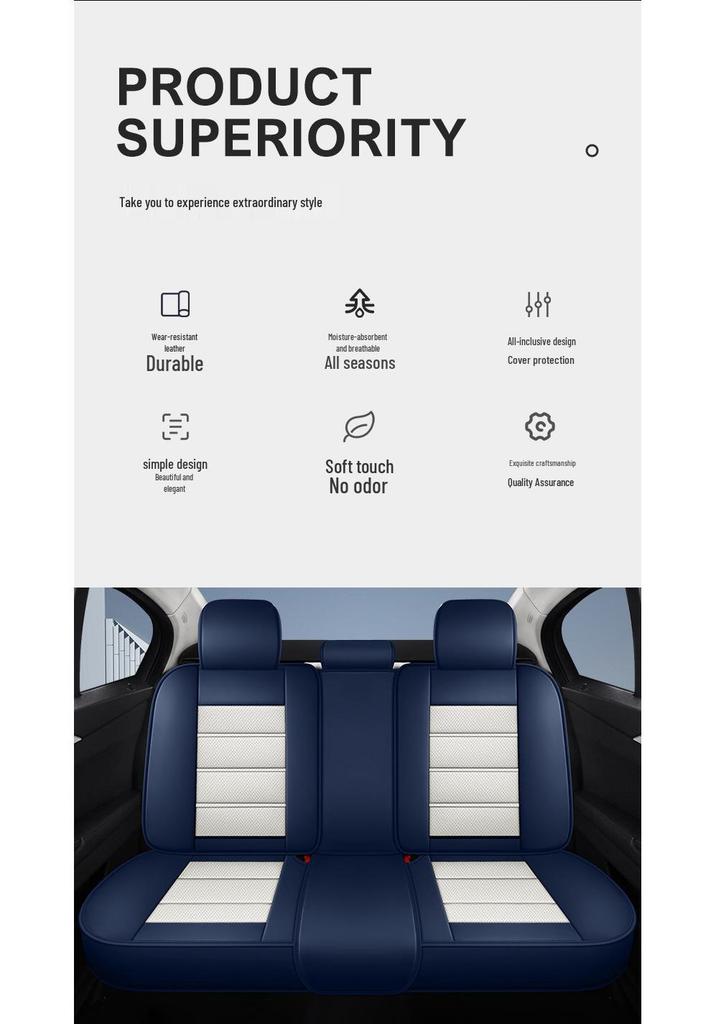 All-Season Nappa Leather Car Seat Cover - Universal Full Coverage Europese/Amerikaanse Design