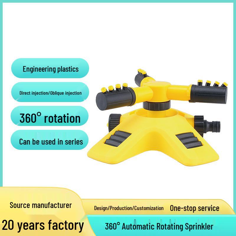 360-Degree Automatic Rotating Three-Arm Garden Sprinkler for Nursery and Vegetable Irrigation
