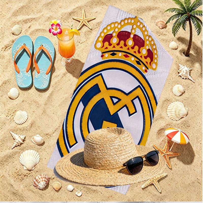 Real Madrid Print Beach Towel, Versatile Lightweight Absorbent Beach Towel for Pool Surf Yoga Bathroom, Perfect Birthday Holiday Gift