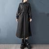 Long Sleeve Plus Size Black Vintage New In Dresses for Women Spring Autumn Casual Loose Shirt Dress