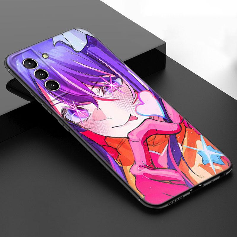 Аниме AI Oshi черный силиконовый чехол для телефона Samsung Galaxy S23 S21 S20 FE S24 S22 Ultra S10E S10 S9 S8 Plus