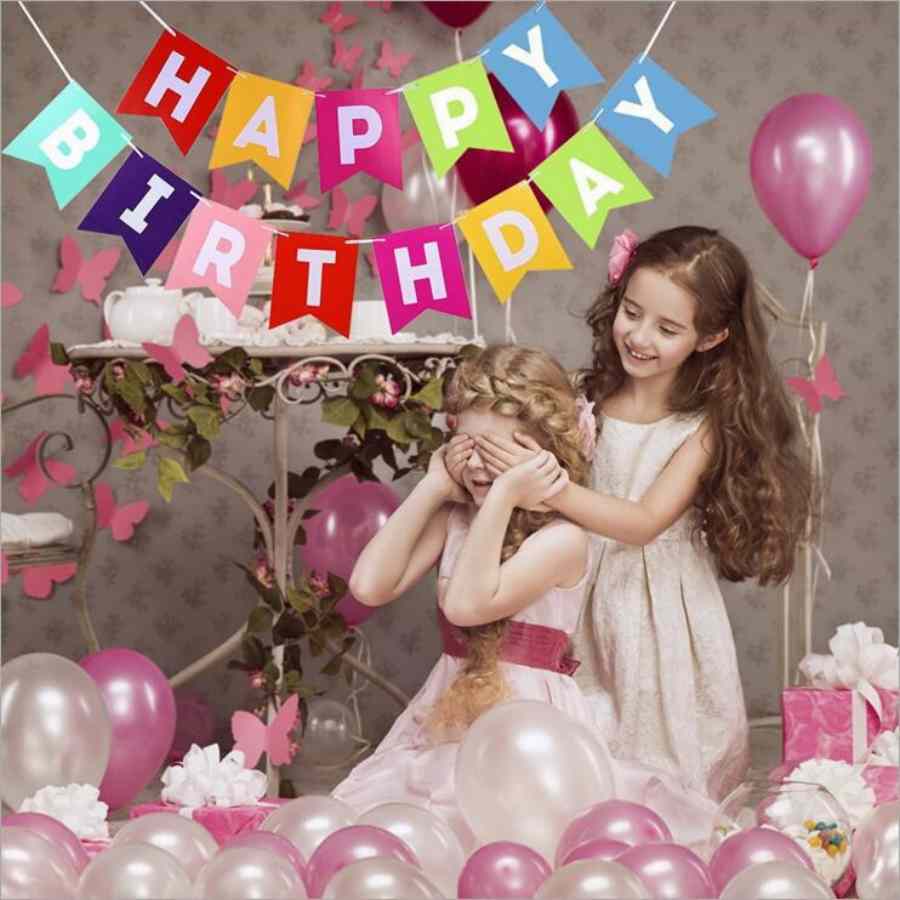 С днем рождения на английском языке Позолоченный флаг-ласточка Украшение Баннер Праздничные принадлежности