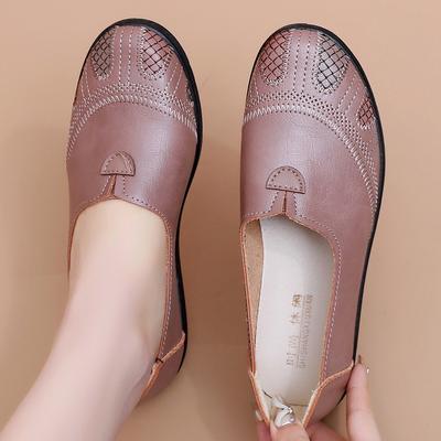 Весенне-осенняя обувь туфли-лодочки удобная мягкая подошва средние кожаные туфли для пожилых нескользящие плоские нескользящие женские туфли