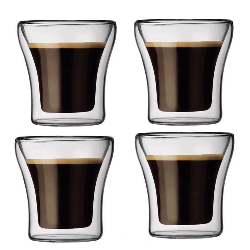 100/200/250 мл простая двухслойная стеклянная чашка, устойчивая к нагреванию и холоду, не допускающая ожогов, кофейная кружка для молока, бренди, вина, аксессуары для кафе
