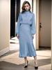 Elegant Women's 2025 Autumn Satin Long Sleeve Evening Dress