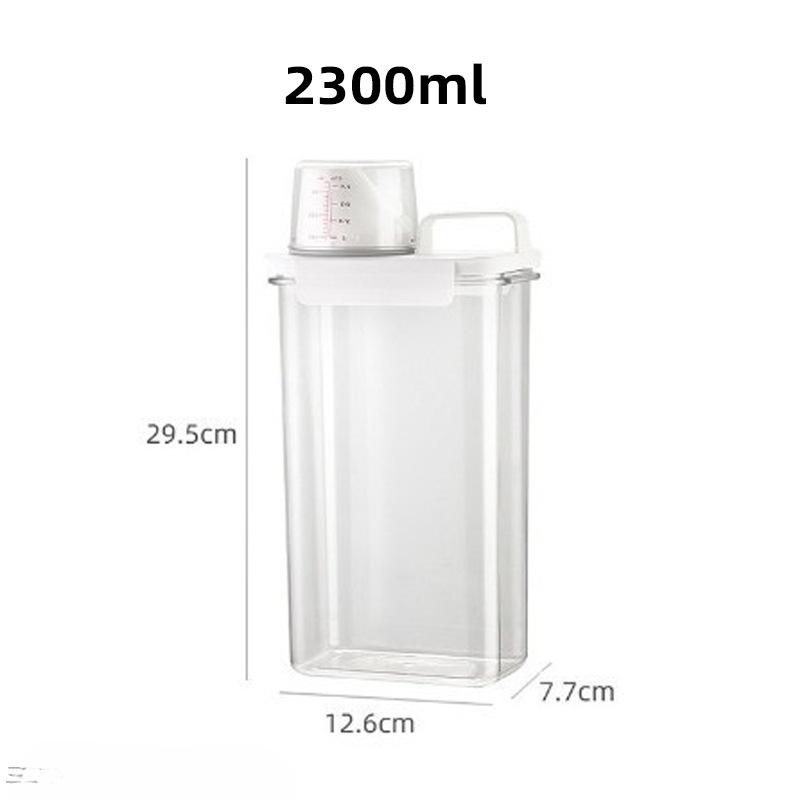 Double-sealed Transparent Large-opening Laundry Detergent Storage Tank with Measuring Cup