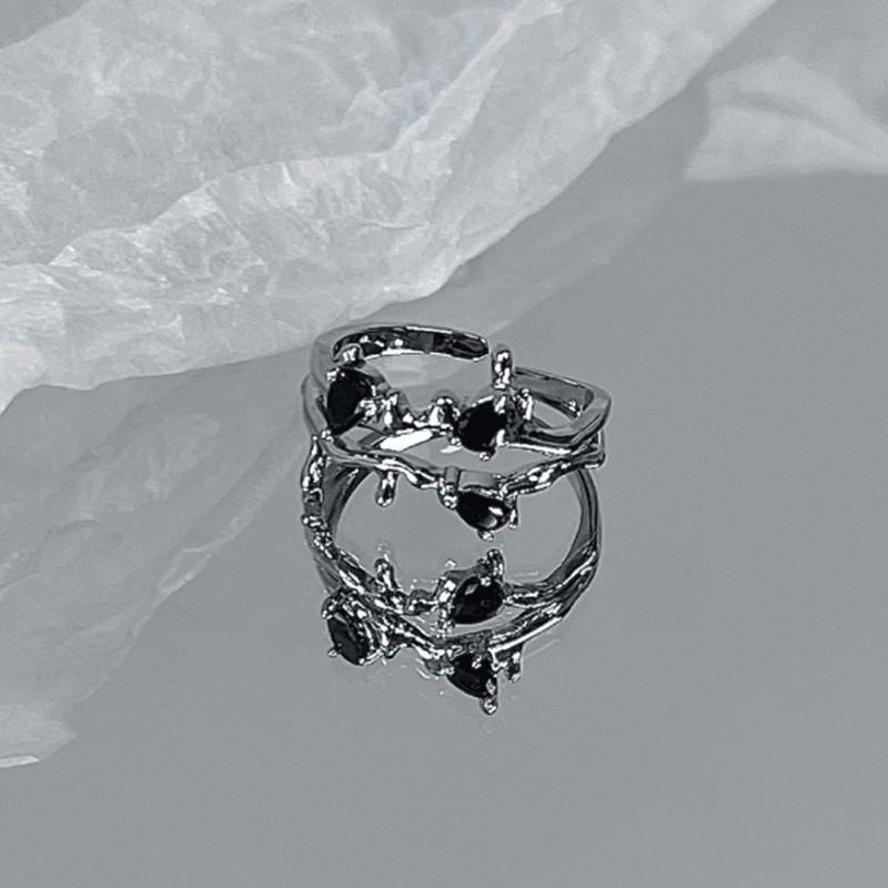 Кольцо в стиле ретро из серебра 925 пробы в корейском стиле — без выцветания, в стиле тяжелой промышленности для женщин