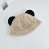 A Faux Mink Fur Environmentally Friendly Artificial Fur Bear Ear Hat for Women with Thick Winter Ear Protection