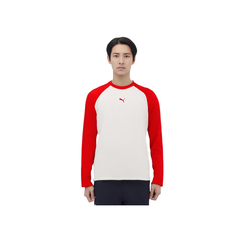 Puma Удобная Универсальная Футболка Реглан с Длинным Рукавом Мужские Топы Красный 94091801