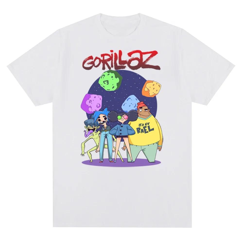 Музыкальная группа Gorillazs Punk Rock Print 90-е Повседневная одежда с коротким рукавом Трендовая летняя мужская футболка с круглым вырезом