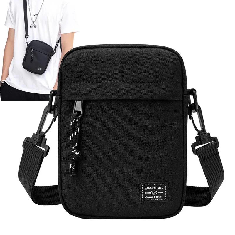 Minimalist Wallets Mens Crossbody Waist Bag Stylish Oxford Shoulder Bag Men's Casual Backpack Male Trendy Small Square Phone Bag