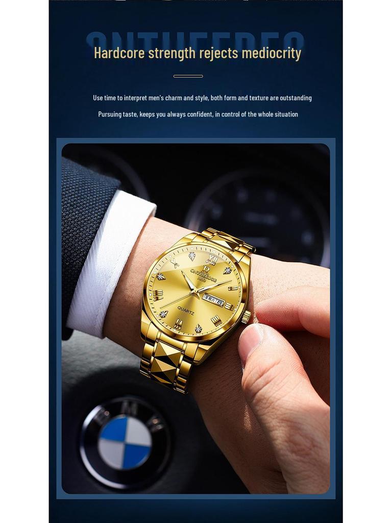 Мужские кварцевые водонепроницаемые светящиеся наручные часы с браслетом из стали, лидер продаж