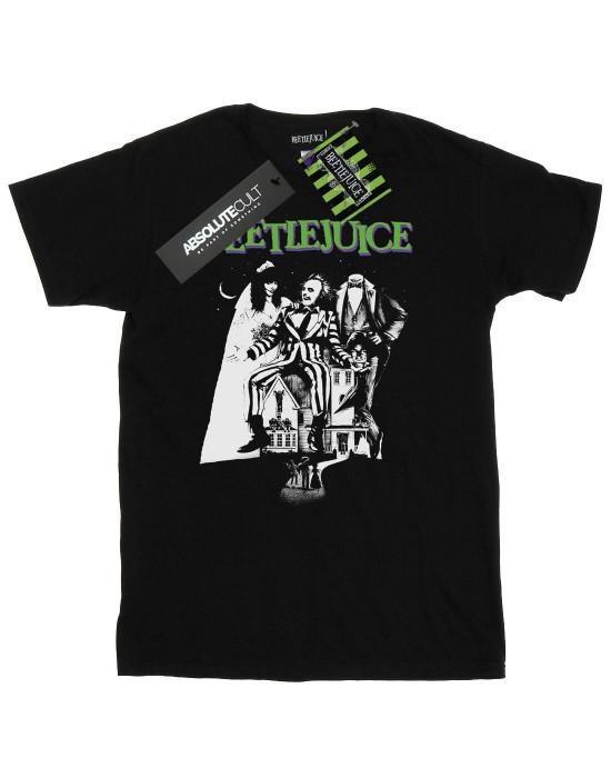 Beetlejuice Женская/женская хлопковая футболка бойфренда с моно плакатом