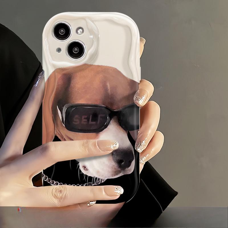 Подходит для чехла для мобильного телефона Apple 14promax, парный, для iPhone 13, милый и крутой, с солнцезащитными очками, кошка и собака, 11/12 Mini, противоударный