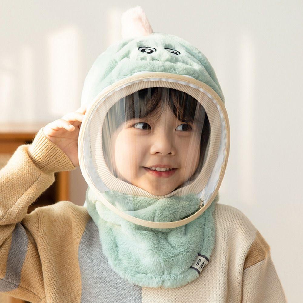 Cartoon Kids Mask Integrated Hat Warm Shawls Winter All-in-one Caps Cute Children's Hats Autumn