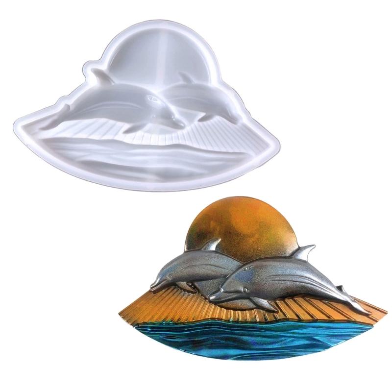 Форма из смолы «Солнечный дельфин», полустереоскопические силиконовые формы, эпоксидная литейная форма для настенного крепления, декора, поделок своими руками