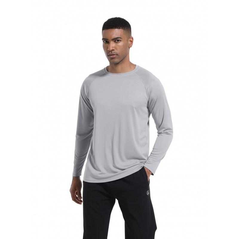 Mens Quick-Dry Long Sleeve Outdoor Hiking T-Shirt Breathable Loose Fit Trekking Camping Fishing