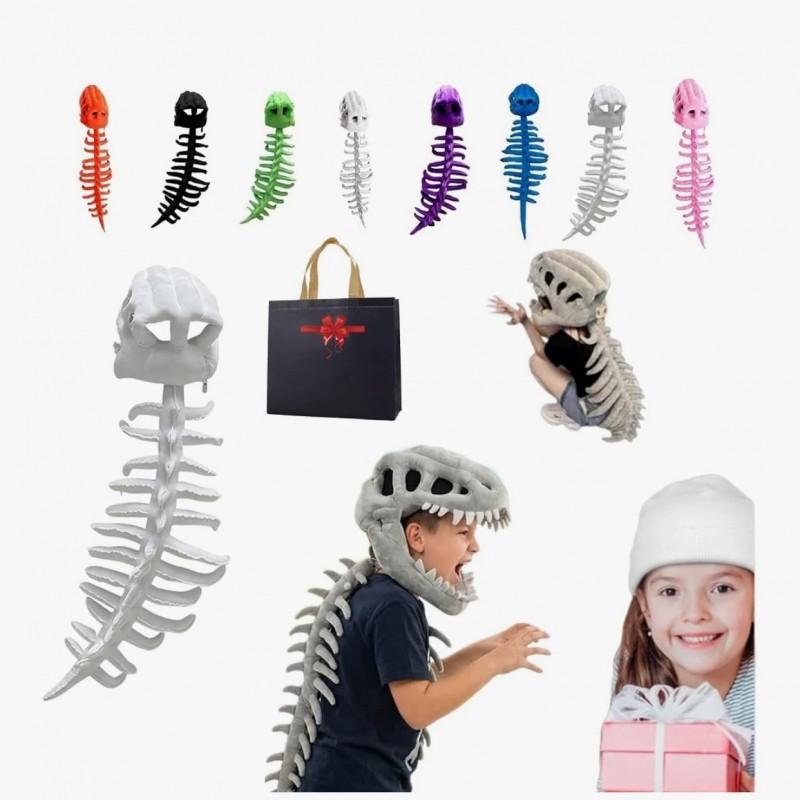 Dinosaur Skeleton Hooded Plush Toy Halloween Costume Party Adult Cosplay Stuffed Animal Gift