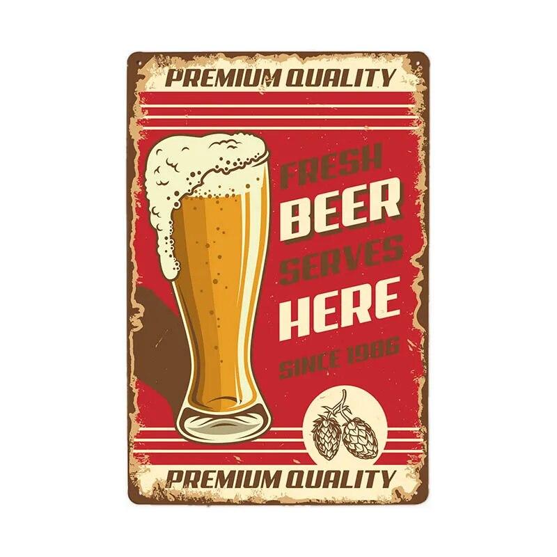 Винтажная металлическая пластина для пива, картина, настенный декор, металлический знак для бара, паба, ретро-плакат, доска 20x30 см