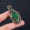 Lab-Created Emerald Gemstone Pure Copper Wire Wrapped Handmade Pendant Jewelry