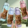 1PC Chubby Orange Cat Resting 750ml Color Plastic Sports Water Bottle Leakproof Flip Straw Lid Suitable for Sports Office Home Use