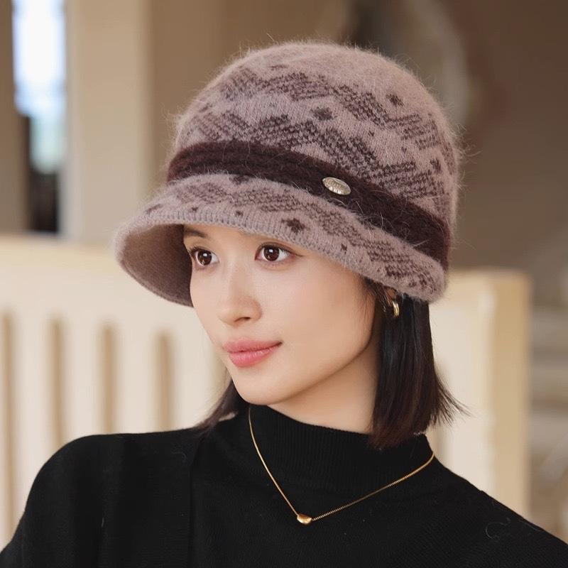 Осенне-зимняя шапка-ушанка для женщин среднего и пожилого возраста, шерстяная клетчатая женская шапка, теплая, морозостойкая, ветрозащитная, с отворотом