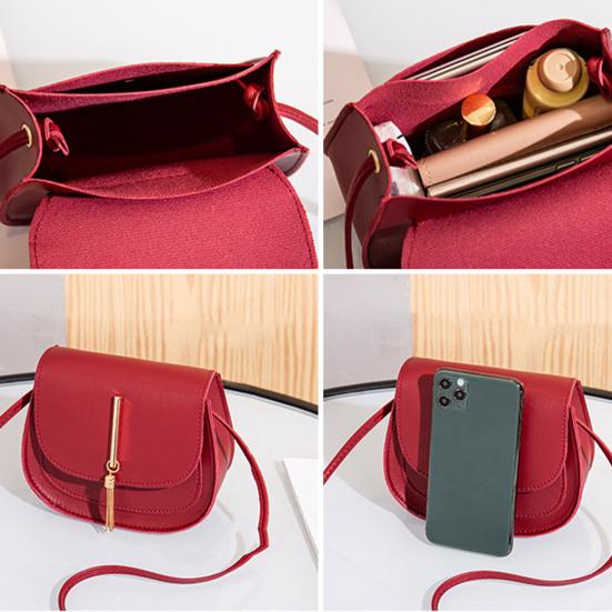 Женская сумка на одно плечо с металлическими кисточками из искусственной кожи, тонкий ремешок, сплошной цвет, портативный подарок на день рождения, прямоугольная женская сумка через плечо для мобильного телефона