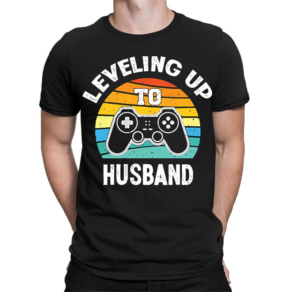 Leveling Up To Husband Gamepad Distresse Gamer Funny Mens TShirts Top TA135