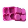 Creative Handmade Mold 4 Cavity Soap Mold Round Oval Heart-shaped Square Soap Cake Baking Mold Tool Color Random Tool