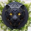 Wood Panther Sign, Round Door Hanger, Wall Decor with HD Printing, Weather Resistant, 8 In, 1PC, for Door, Wall, Home, Room, Farmhouse